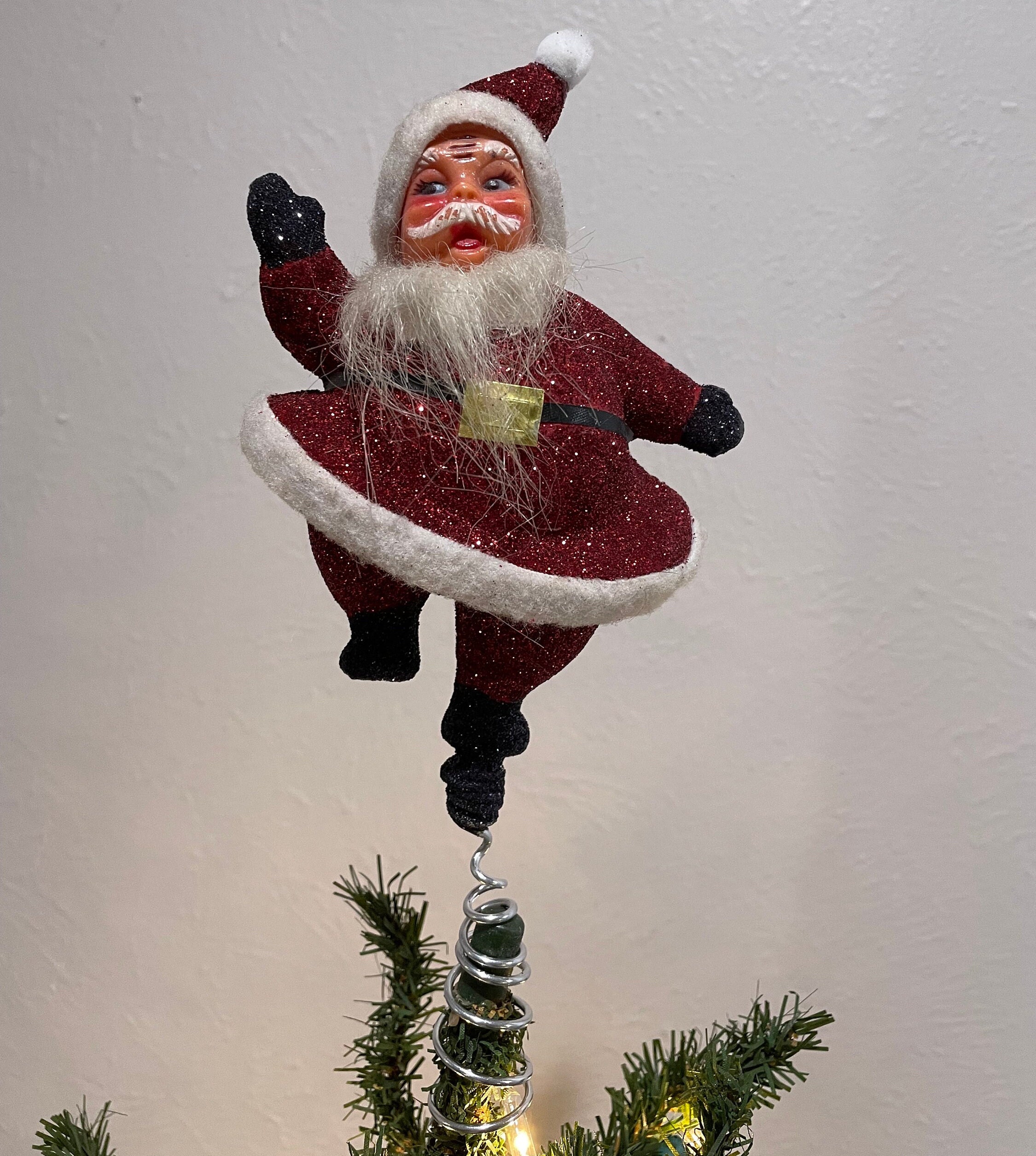 Vintage Mid Century Modern Large Red Glittered Jolly Dancing