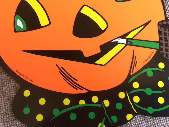 NOS Vintage Style Beistle 2 Side Cutout Halloween JOL Pumpkin