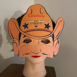 Vintage Style WESTERN COWBOY Halloween Cardstock Paper MASK Costume Masquerade Party Accessory, Game Night, Dress Up,Decoration, Adult & Kid