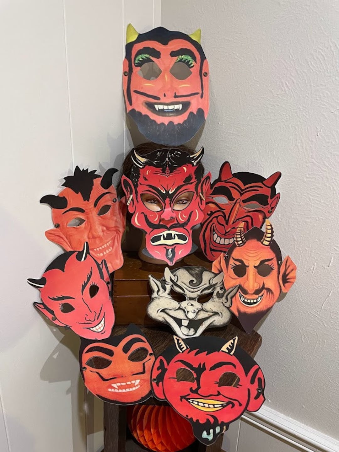 ADULTOS Y NIÑOS Elija Estilo vintage Diablo Krampus Vampiro Cartulina  Máscara de Halloween Disfraz Mascarada Fiesta Favor Accesorio, Vestir, ..., image size:1080x1440