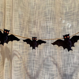 Vintage Style Halloween Garland Hand Cut Cardstock Decoration Black Bats Assorted Sizes, You Design It and We Will Make It For You!