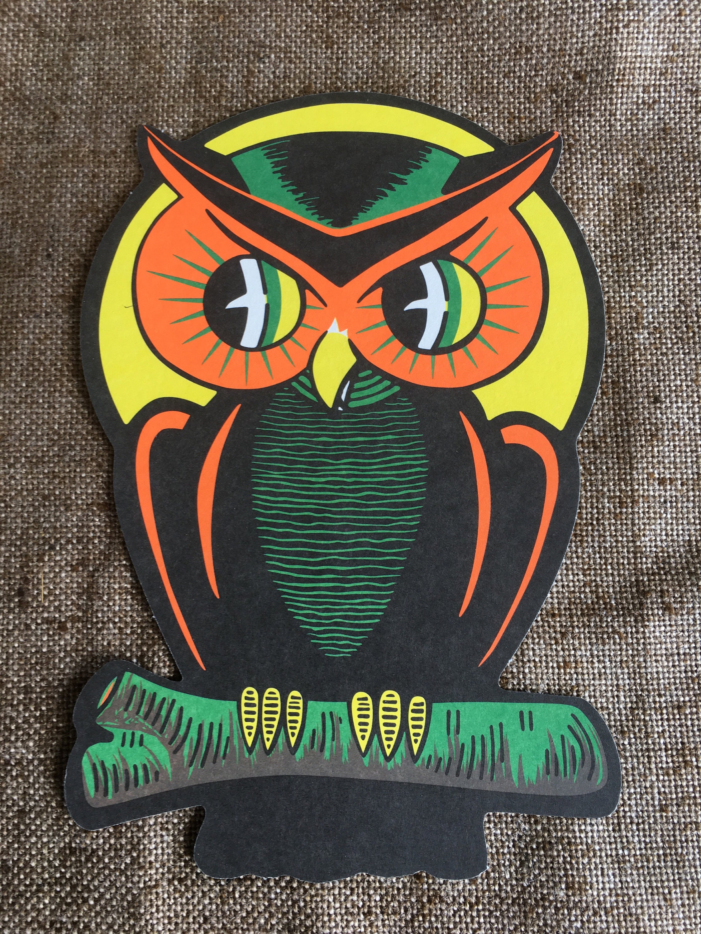 NOS Vintage Style Beistle 2 Sided Cutout Big Eyed Owl in Front - Etsy
