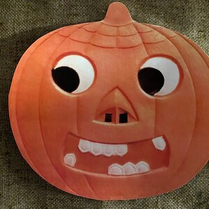 Now Sizes Up To 10" Vintage 1920's Style JOL Pumpkin Missing Teeth Halloween Hand Cut Cardstock Decoration,Framing Etc, Cupcake Toppers Too