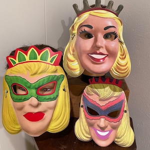 ADULT & KIDS Pick Vintage Style Princess Queen Cardstock Halloween MASK Costume Masquerade Party Favor Accessory, Dress Up Decoration, Set A