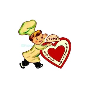 Vintage Valentine Koch mit Platter Digital Download druckbare Kunst Bild PNG und JPG-Dateien enthalten für Handwerk, digital verändert / verbessert