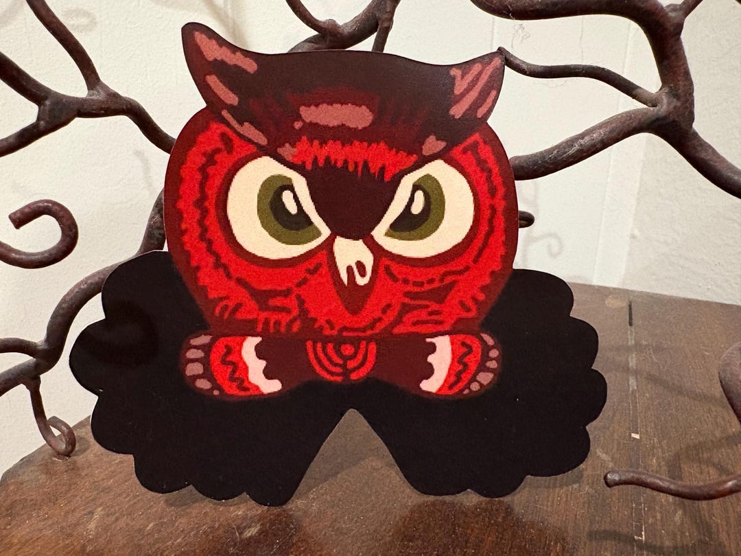 Now Sizes up to 11" Vintage 1920s Owl With Striped Bowtie Halloween ...