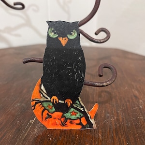 Sizes Up To 16" Vintage Style Hoot Owl and Man in the Moon Halloween Hand Cut Cardstock Decoration, Framing, Cupcake Toppers Available
