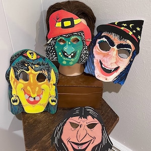 ADULT & KIDS Pick Vintage Style Witch Cardstock Halloween MASK Costume Masquerade Party Favor Accessory,Dress Up,Decoration