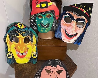 ADULT & KIDS Pick Vintage Style Witch Cardstock Halloween MASK Costume Masquerade Party Favor Accessory,Dress Up,Decoration