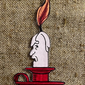 Sizes Up To 16&quot; Vintage Style Anthropomorphic Candle Man Red Base Halloween Hand Cut Cardstock Decoration,Crafts,Framing Cupcake Toppers