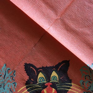 NOS Unused Older Vintage Litho Crepe Paper Halloween Napkin,Black Cat Showing Fangs Sits in JOL Pumpkin, Great for Framing or Repurposing image 3