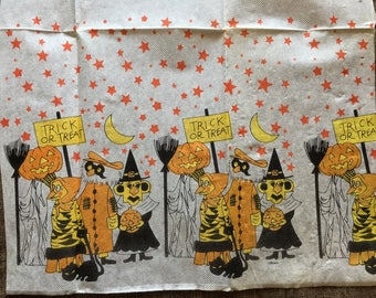 SWEET SAVINGS!! Authentic Vintage Litho Printed Crepe Paper Halloween Party Decoration for Crafting Etc-Trick or Treaters in Masks, Costumes