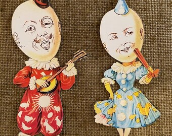 Sizes Up To 17&quot; Choice Vintage Style Repro Anthropomorphic Man or Woman Egg People Hand Cut Cardstock Decoration Card,Framing,Cupcake Topper