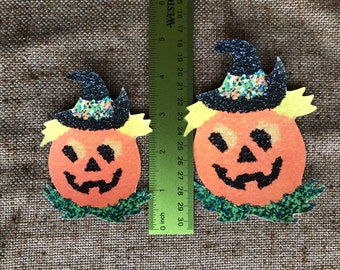 Sizes Up To 14" JOL Pumpkin in Witch Hat Halloween Hand Cut Cardstock Decoration for Crafting Framing, Cupcake Toppers Available