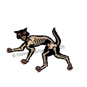 Vintages Halloween Ganzkörper-Katzenskelett Digitaler Download Digital verändert / erweiterte druckbare Kunstbild PNG- und JPG-Datei für Kunsthandwerk usw