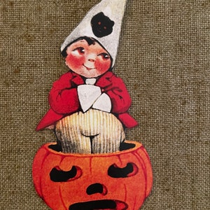Sizes Up To 17" Vintage Style Boy Stands in JOL Pumpkin Halloween Hand Cut Cardstock Decoration,Circa 1900's Repro Crafting, Framing Etc