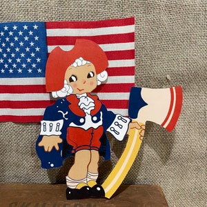 Tailles jusqu'à 12" vintage Style Americana 4 juillet Etats-Unis patriotique George Washington, carte de décoration papier cartonné découpé à la main hache, décorations de Cupcakes aussi