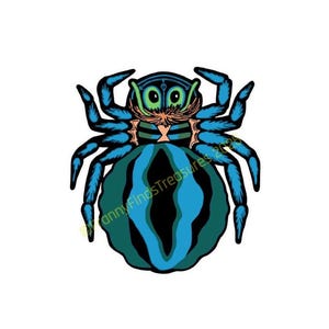 Vintage Halloween Blau Grün Spinne Digitaler Download Digital verändert / verbessert druckbare Kunst Bild PNG und JPG-Datei für Handwerk usw