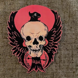 Sizes Up To 13" 1920's Vintage Style Bird with Skull Body and Clock Halloween Hand Cut Cardstock Decoration Framing, Cupcake Toppers Too