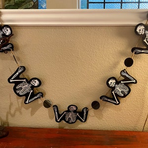 NEW Glow in the Dark Too! Vintage Style Halloween Garland Hand Cut Cardstock Decoration Skulls,Skeleton,You Design It, We Make It For You!