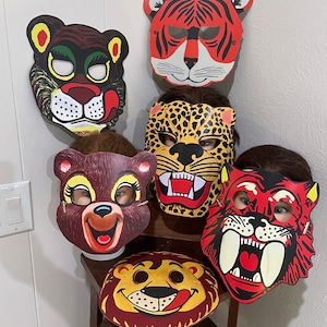DOROSŁY I DZIECI Wybierz styl vintage Cartoon Zoo Animal Cardstock Halloween MASK Costume Masquerade Party Favor Accessory, Dress Up, Decoration