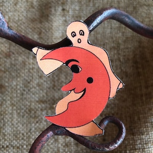 Tamaños de hasta 14&quot; Estilo vintage Fantasma y hombre en la luna Decoración de cartulina cortada a mano para Halloween, elaboración de marcos, adornos para cupcakes también