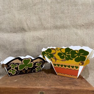 Tarjeta plegable de estilo vintage para fiesta del día de San Patricio, caramelo, nuez, decoración de cartulina para minicontenedores de magdalenas, elección de estilos y tamaños