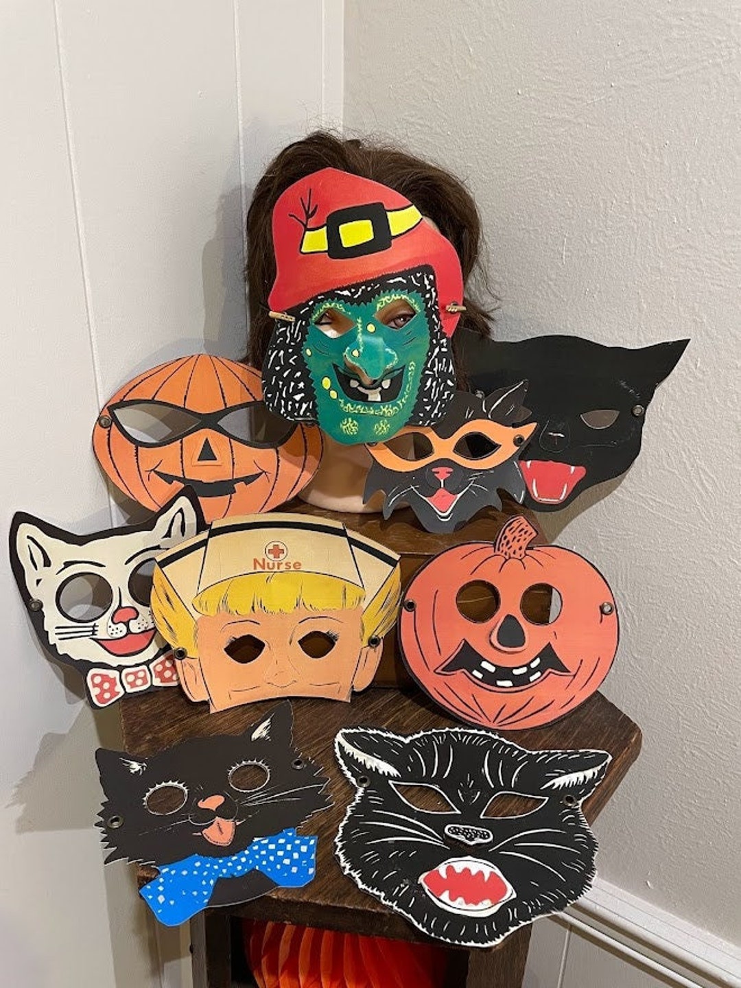For the KIDS Pick Vintage Style Witch,cat,pumpkin,more Cardstock ...