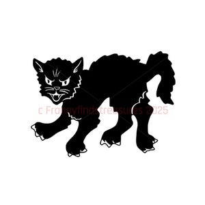 Vintage Halloween Ganzkörper Schwarze Katze Weiße Pfoten B Digitaler Download Digital verändert / erweiterte druckbare Kunst Bild PNG, JPG Datei, Kunsthandwerk usw