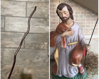 Replacement Metal Shepherd Staff Walking Stick For 9-11” Tall Vintage Joseph Christmas Nativity Figure Manger Creche Decoration, 7 Colors