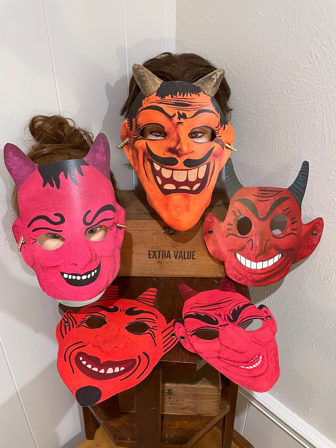 ADULTOS Y NIÑOS Estilo vintage Diablo Krampus Vampiro MÁSCARA de Halloween  Disfraz Accesorio para fiesta de disfraces, Vestir, Conjunto de decoración  ..., image size:1080x1440