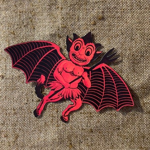 Sizes Up To 17" Vintage Style Art Deco Flying Devil Bat Wings,Pitchfork Halloween Hand Cut Cardstock Decoration,Cupcake Toppers NEW Style B