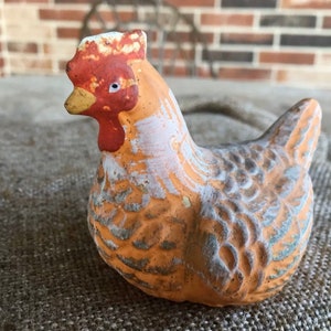 Antique Vintage Hand Decorated Composition, Papier Mache Easter Chicken Hen Candy Container Figurine, Japan
