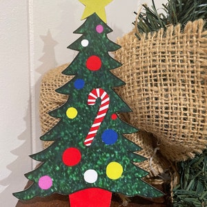 Tamaños de hasta 16 ", bastón de caramelo de árbol de Navidad de estilo vintage, adornos, decoración de fiesta de Navidad de cartulina cortada a mano, adornos para cupcakes también