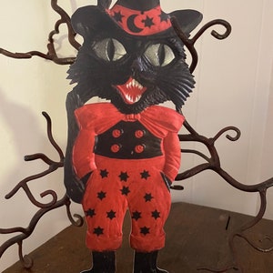 Sizes Up To 16" Vintage Style Cat Man in Boots, Suit, Feathered Hat Halloween Hand Cut Cardstock Decoration, Framing, Cupcake Toppers Too