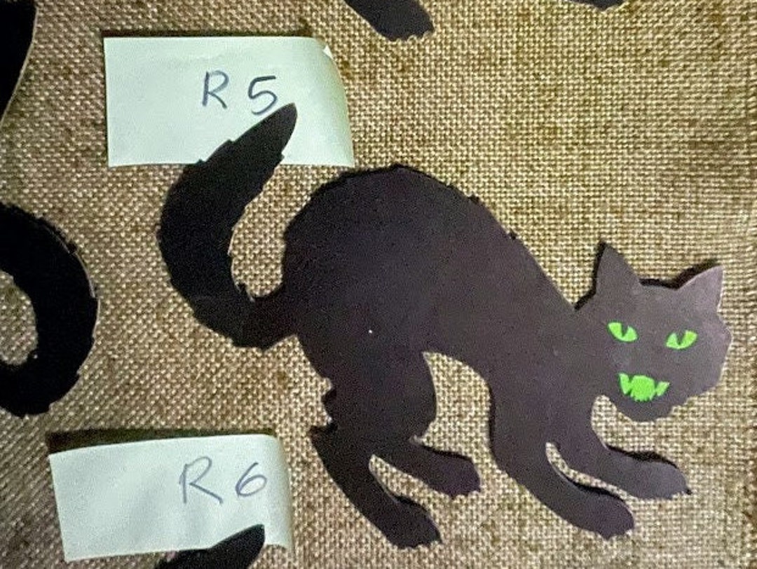 Choice of Authentic Vintage Dennison Die Cut Black Cat, Green Eyes