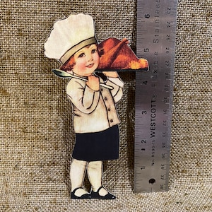 Sizes Up To 16&quot; Vintage Style Chef Carrying Thanksgiving Turkey on Platter Hand Cut Cardstock Decorations Wall Decor,Cupcake Toppers,Crafts