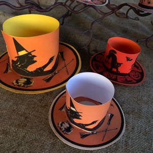 Choice of 3 Styles/Sizes of Vintage Style Reproduction of 1920s Witch&#39;s Hat Shaped Halloween Party Favor,Candy Container ,Nut Cup,Two Pieced