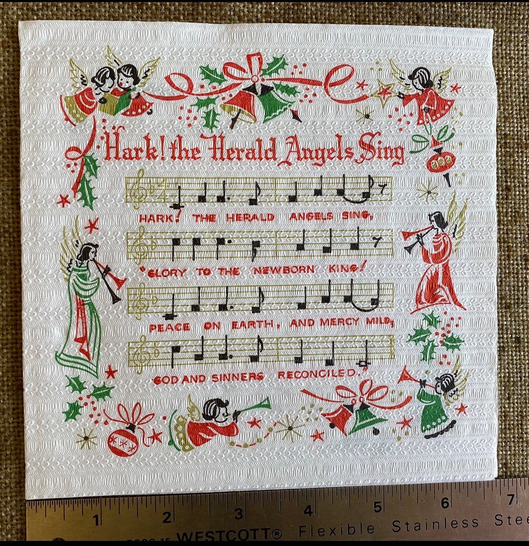 Choice of Songs NOS Unused Vintage Crepe Paper Napkin,christmas Carol