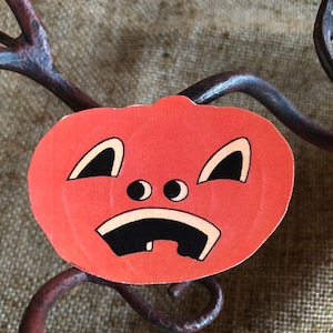 Now Sizes Up To 11" Vintage Style Bright Orange Oval JOL Pumpkin Halloween Hand Cut Cardstock Decoration,Framing, Cupcake Toppers Available