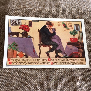 NOS, vers 1900, carte postale authentique vintage Reinthal & Newman, signée par l'artiste Lou Mayer Les jeunes mariés, No. 265, Noces de mariée Mariage