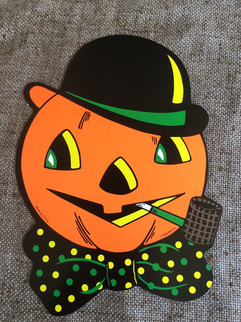 8 Retro Halloween Decorations Die Cut Cutouts Vintage Style