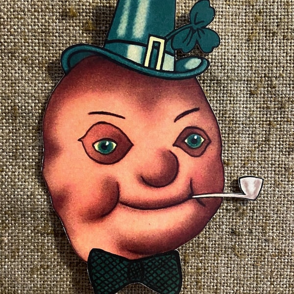 Sizes Up To 15" Vintage Style Irish Potato Man and Pipe St. Patrick's Day Hand Cut Cardstock Decoration,Crafting,Cupcake Toppers Too