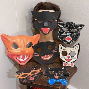 ADULTES ET ENFANTS Choisissez du papier cartonné chats de style vintage MASQUE d'Halloween Costume de mascarade cadeau de fête, accessoire de déguisement, décoration