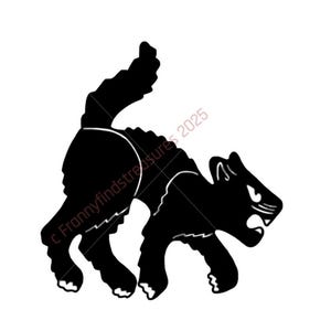 Vintage Halloween Ganzkörper Schwarze Katze Weiße Pfoten Ein digitaler Download Digital verändert / verbessert druckbare Kunst Bild PNG, JPG-Datei, Handwerk usw