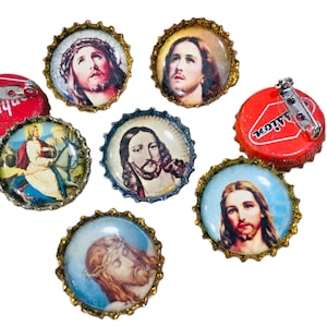 Jesus Recycled Bottle Cap Pin or Magnet
