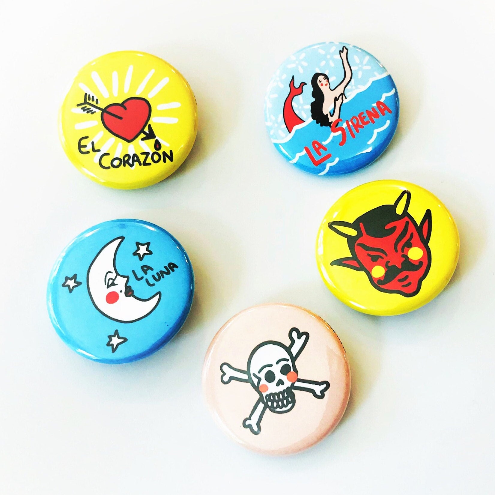 5 LOTERIA Themed 1.25 Inch Button PIN Set - Etsy Canada