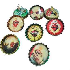 Sacred heart of Jesus Recycled Bottle Cap Pin or Magnet