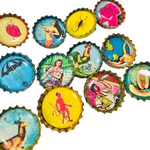 Pin o imán de tapa de botella reciclada de Bingo Mexicano de Lotería
