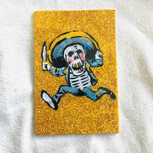 Dia de los muertos knife glitter collage/painting